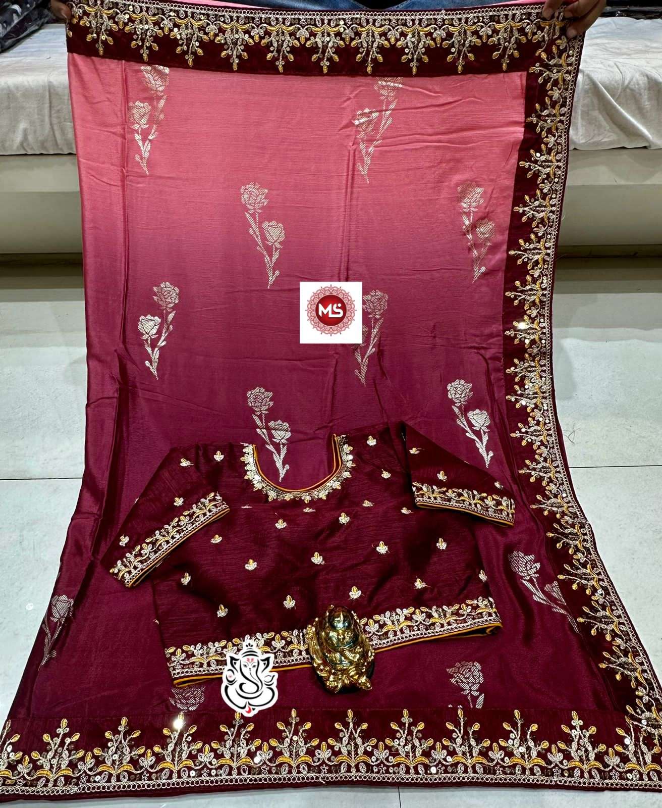 ms brand flower butta designer banglori silk saree
