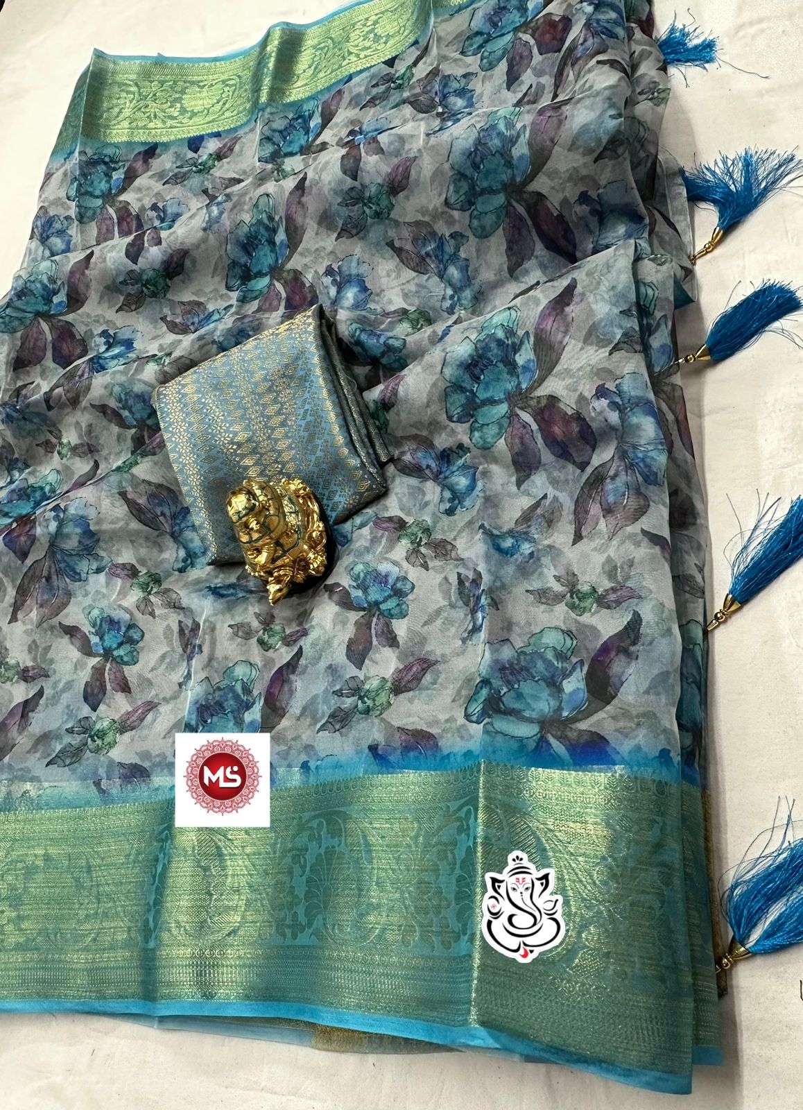 ms brand fumka designer organza saree