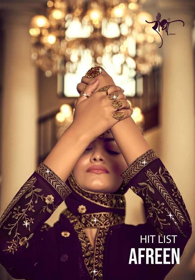 radha trendz afreen hit list series 1001-1005 georgette embroidery work suit