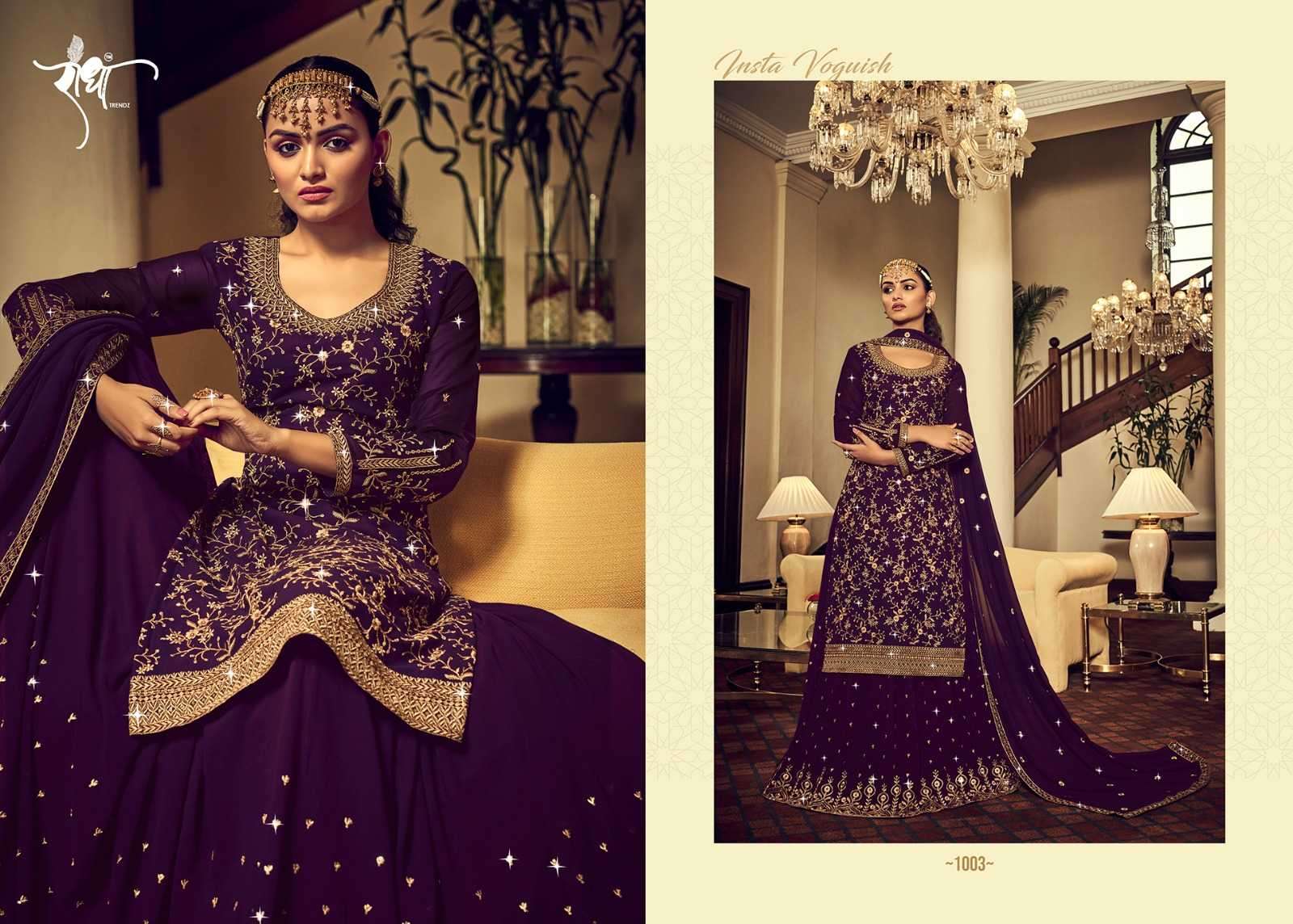 radha trendz afreen hit list series 1001-1005 georgette embroidery work suit