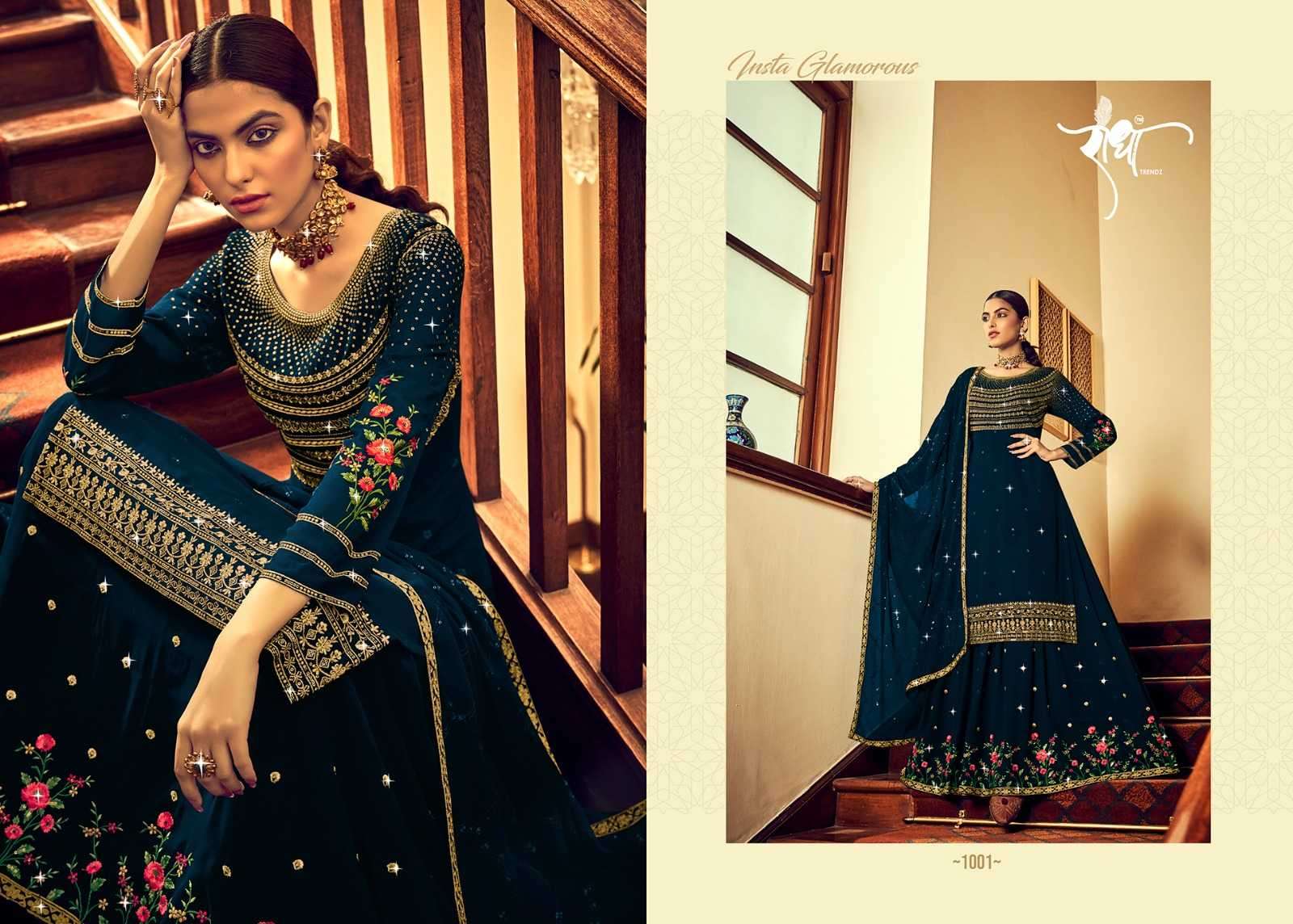 radha trendz afreen hit list series 1001-1005 georgette embroidery work suit