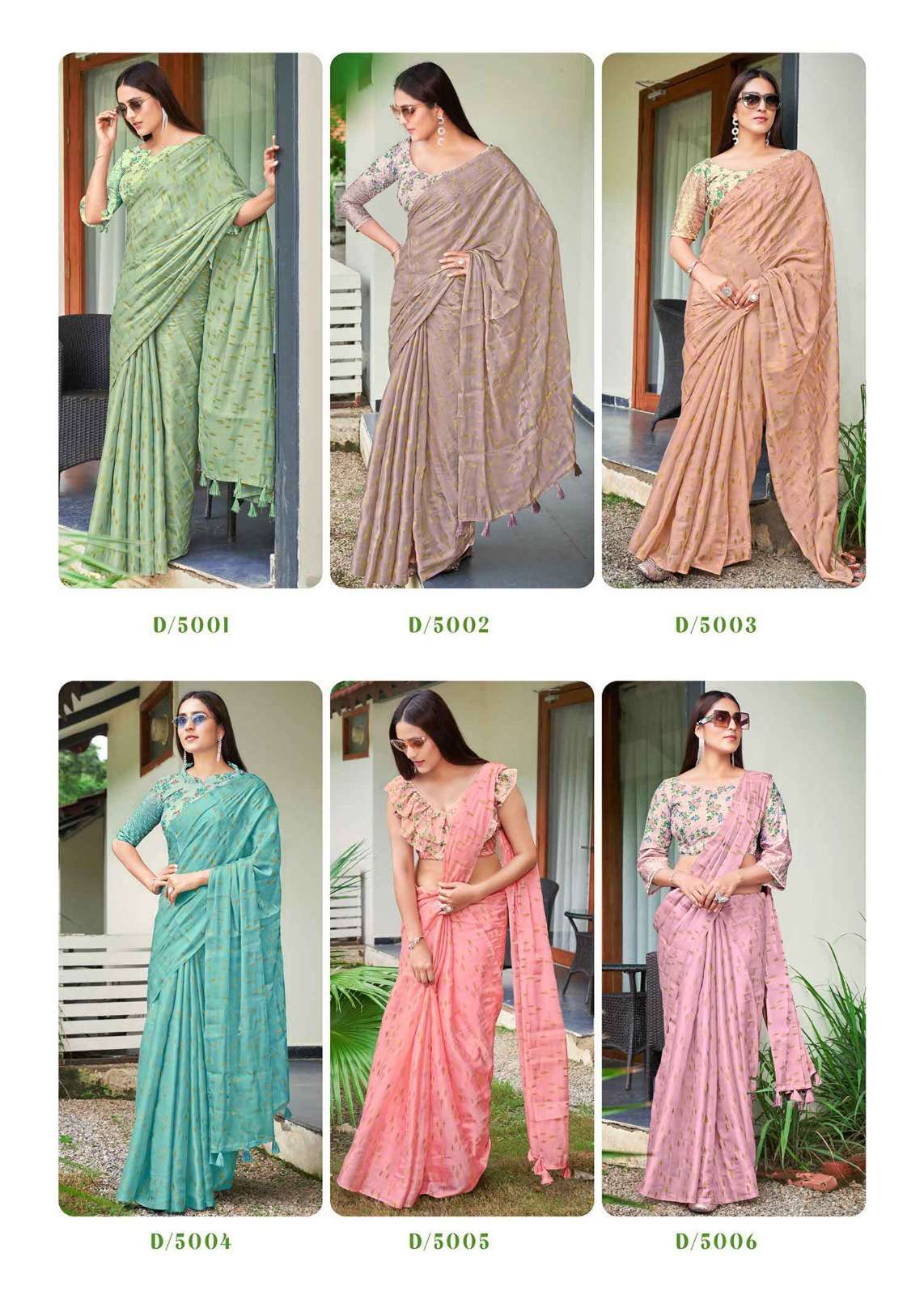 siddharth silk mills sandy coral vol 1 series 5001-5006 fancy saree