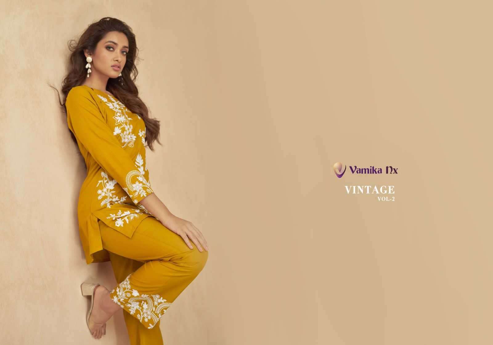 vamika nx vintage vol 2 series 907-912 heavy rayon co-ord sets