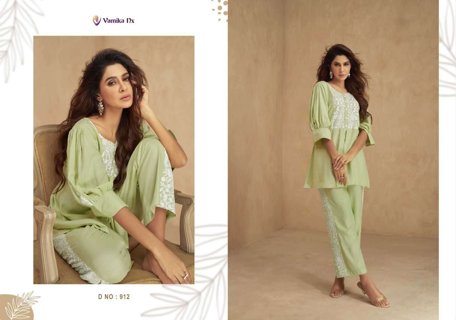 vamika nx vintage vol 2 series 907-912 heavy rayon co-ord sets