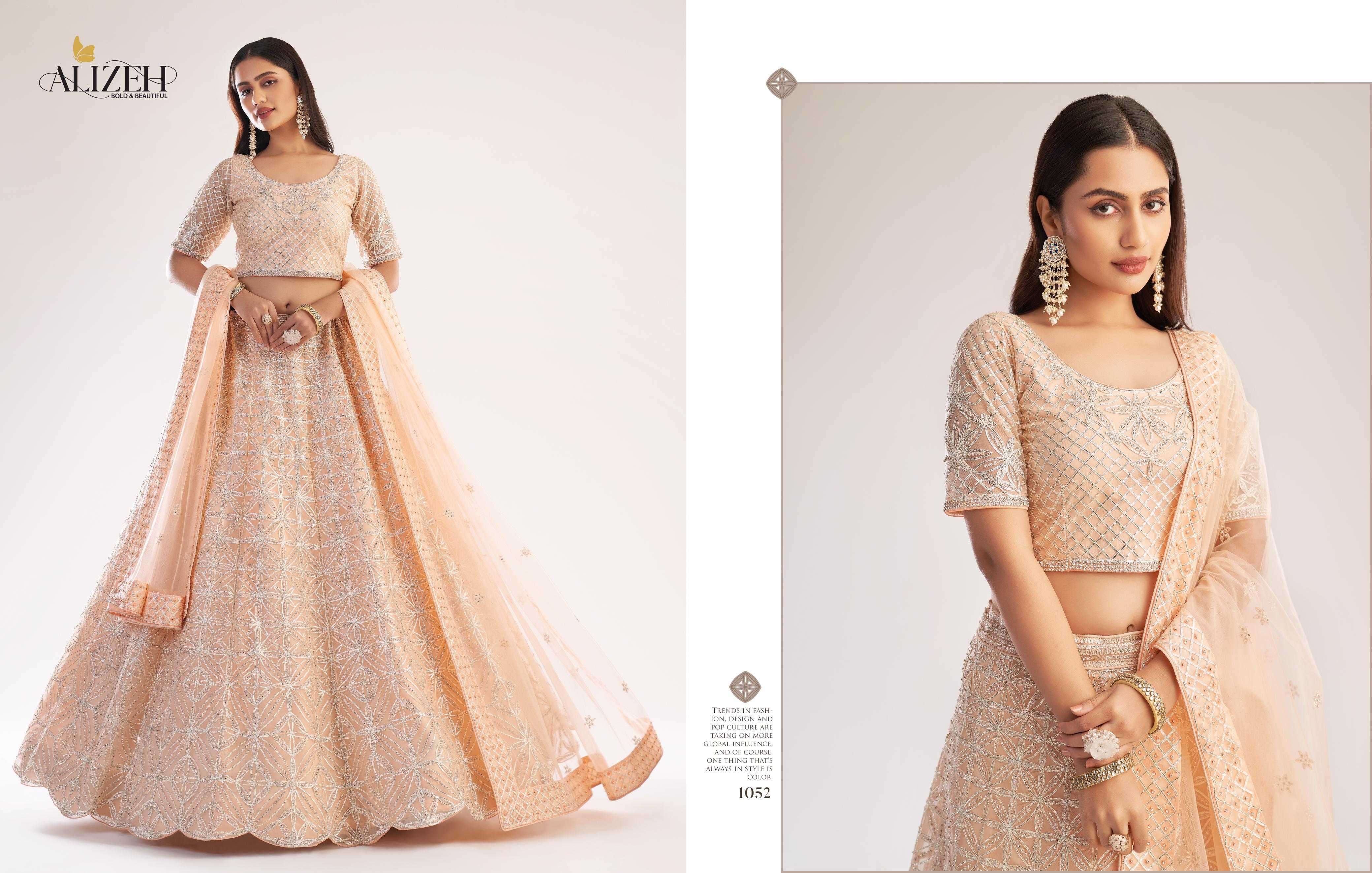 alizeh bridal heritage premium 1052 net lehenga