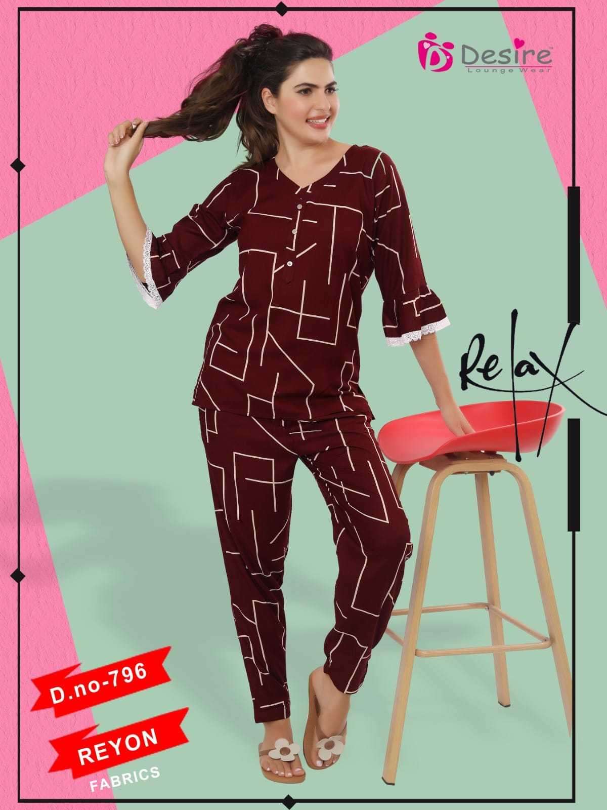 desire reyon premium cord set readymade women fancy night suit