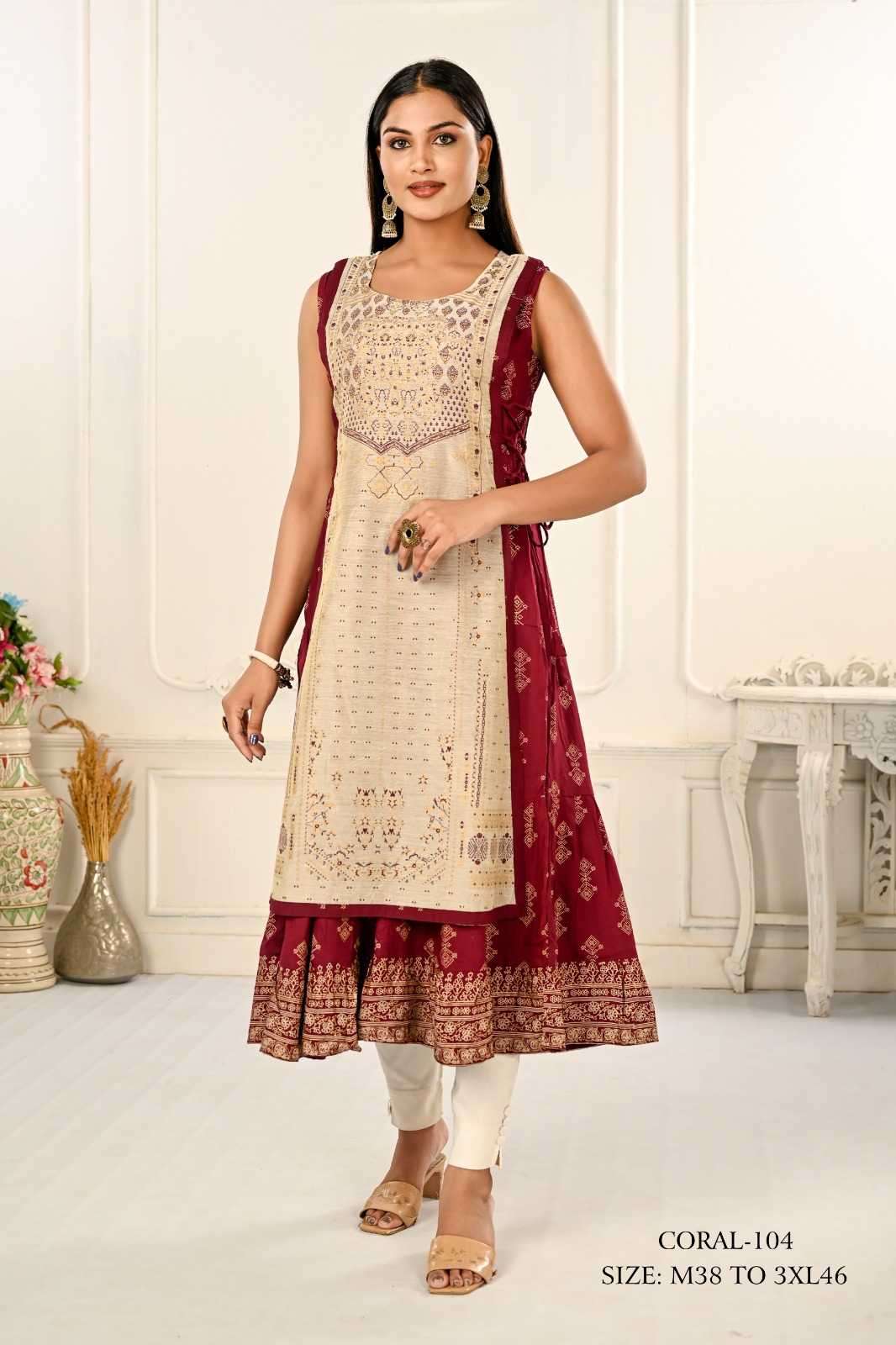 jivora luke fashion coral 101-124 nx Cotton kurti