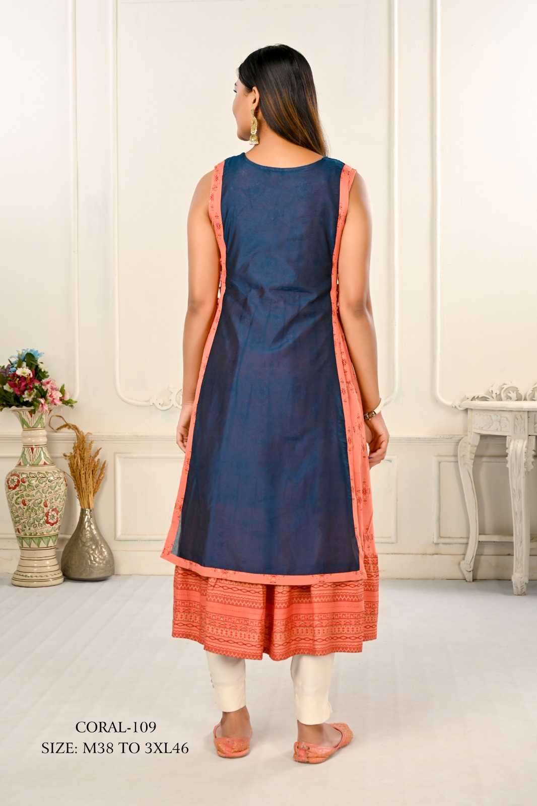jivora luke fashion coral 101-124 nx Cotton kurti