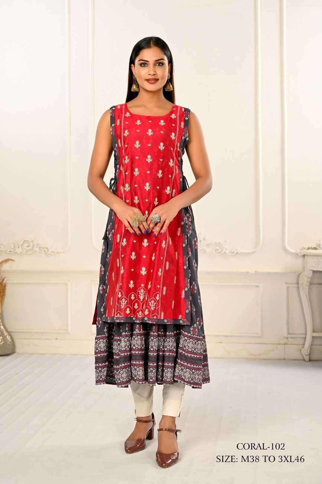 jivora luke fashion coral 101-124 nx Cotton kurti