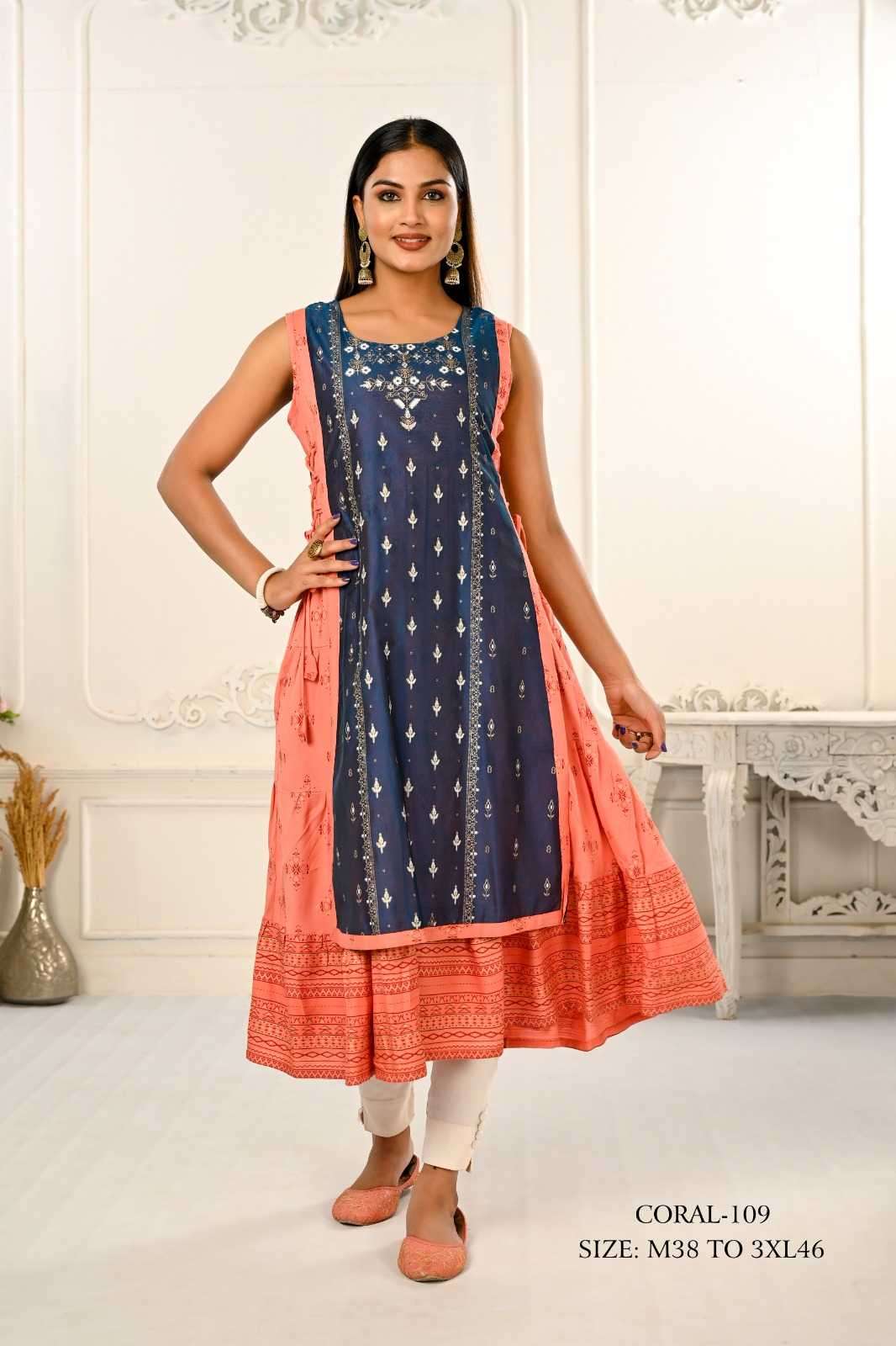 jivora luke fashion coral 101-124 nx Cotton kurti