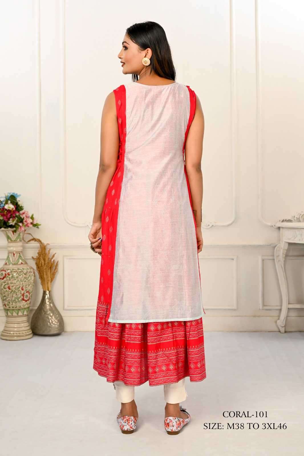 jivora luke fashion coral 101-124 nx Cotton kurti
