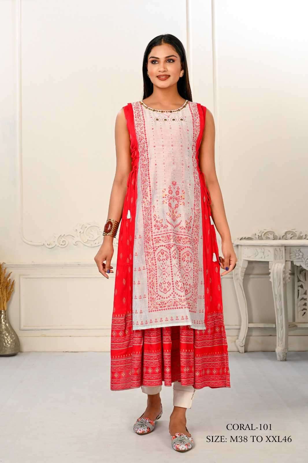 jivora luke fashion coral 101-124 nx Cotton kurti