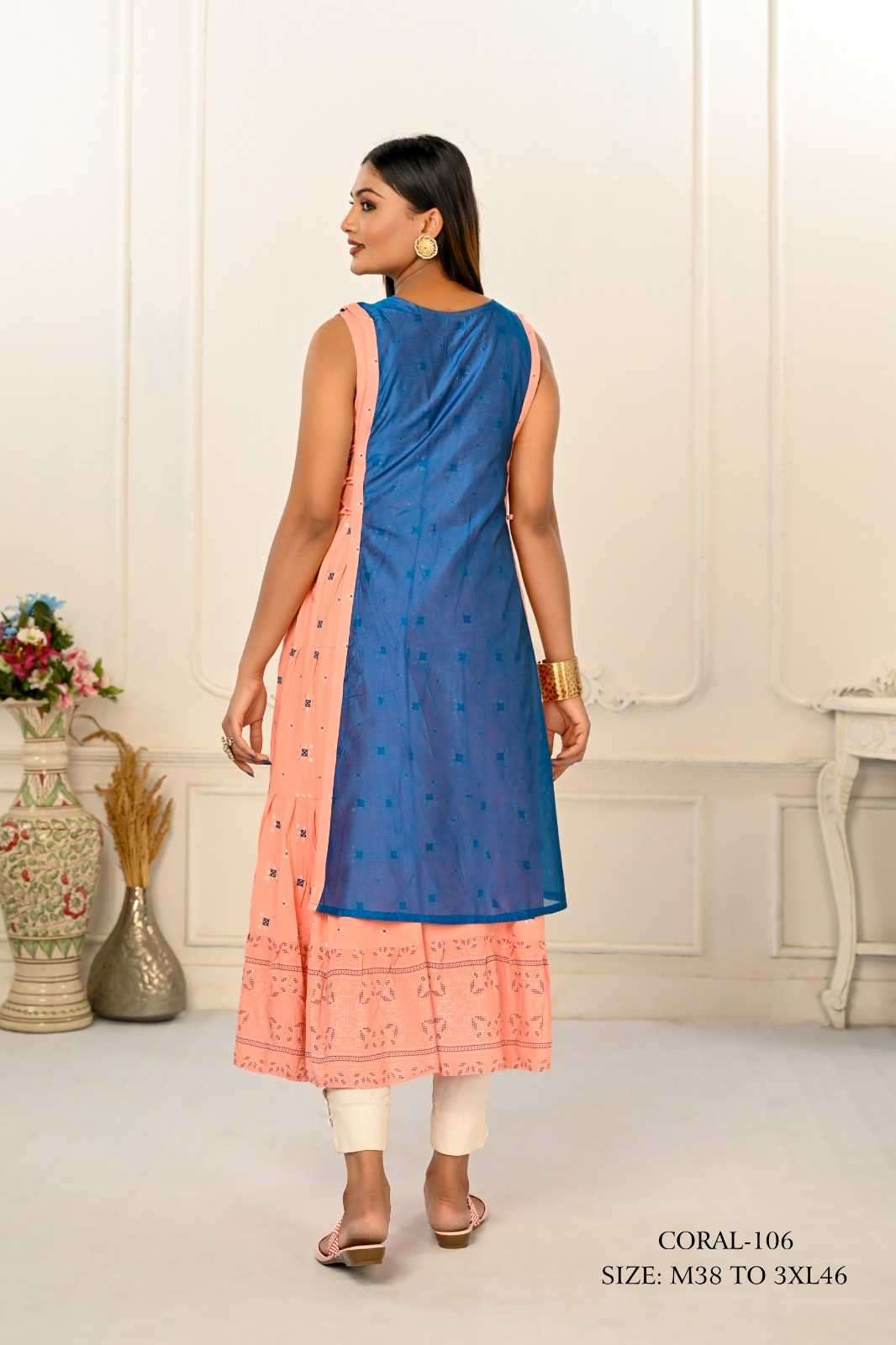 jivora luke fashion coral 101-124 nx Cotton kurti