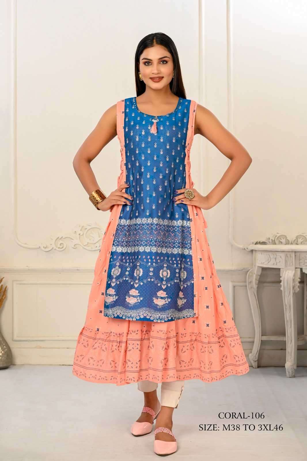 jivora luke fashion coral 101-124 nx Cotton kurti