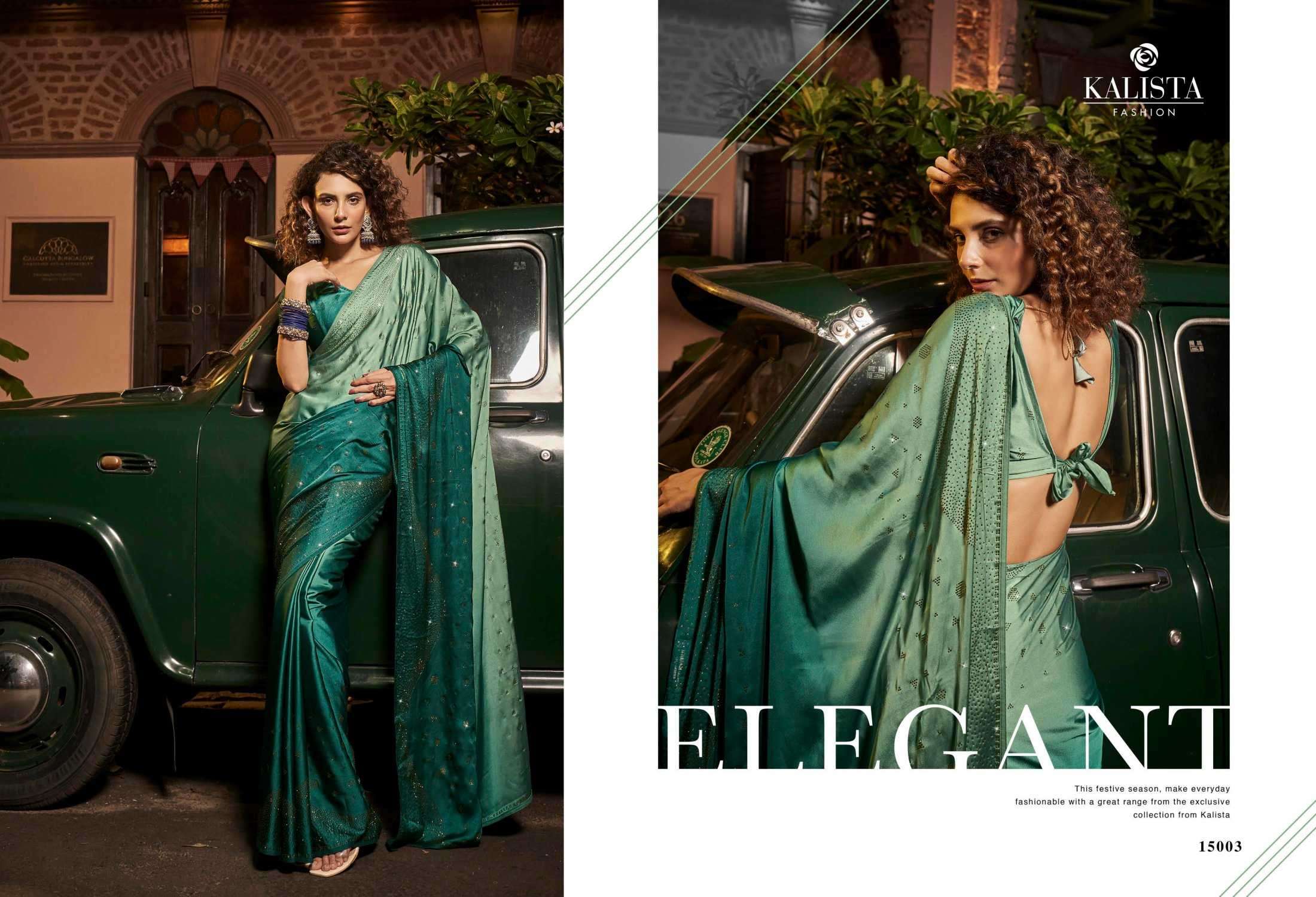 kalista bollywood series 15001-15006 satin georgette saree