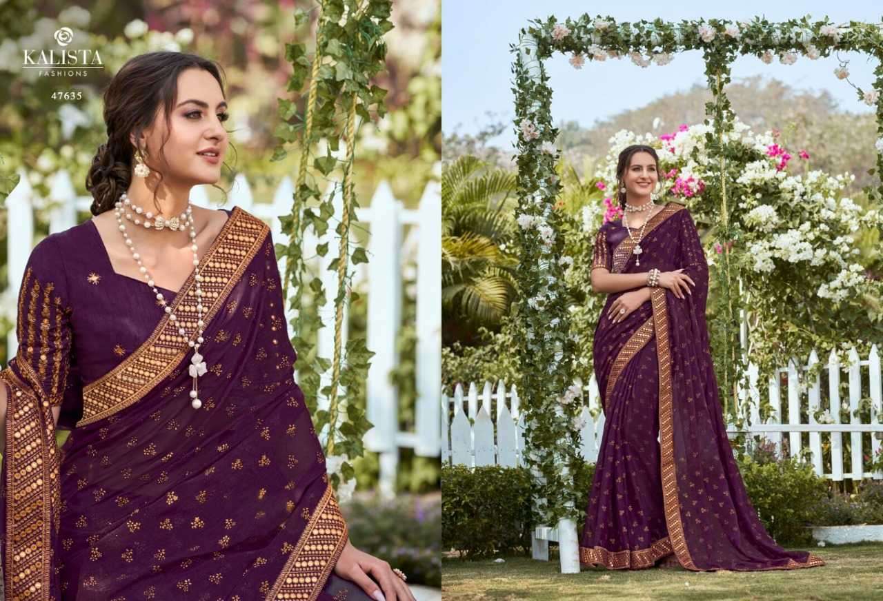 kalista fashion dreamz series 47632-47637 shimmery fabric saree