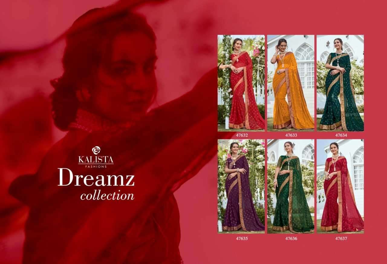 kalista fashion dreamz series 47632-47637 shimmery fabric saree