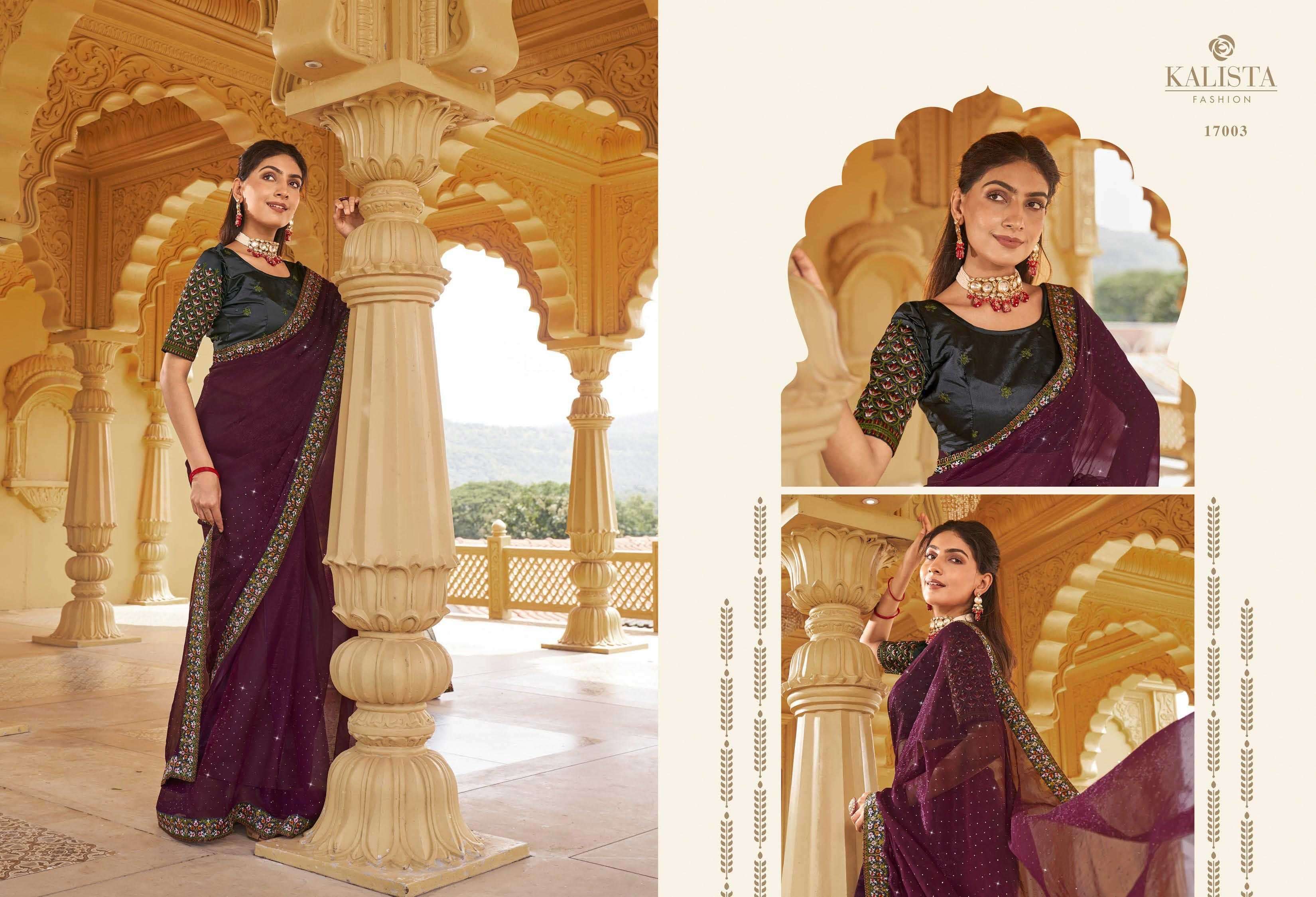 kalista fashion jashn series 17001-17006 shimmer saree