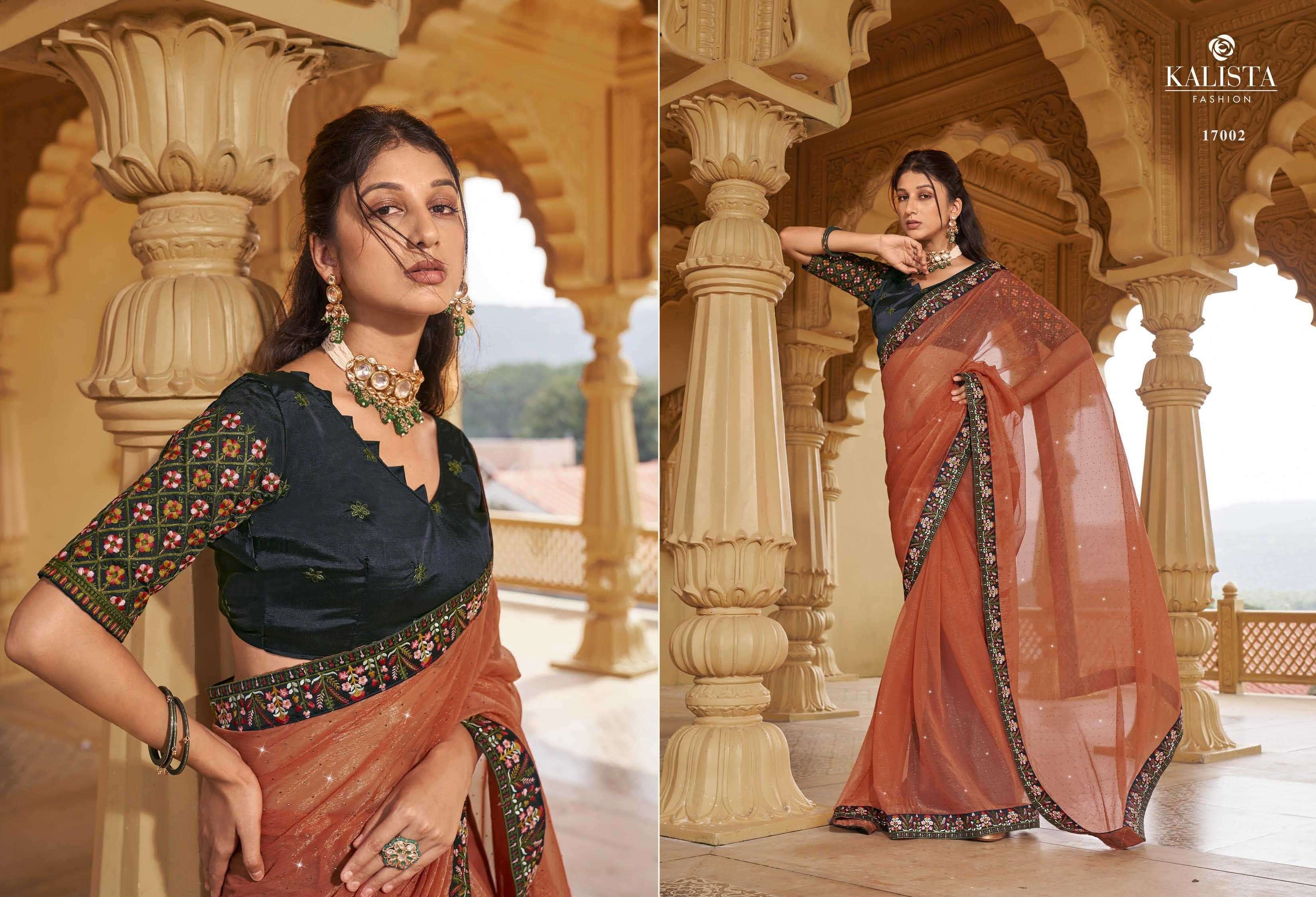 kalista fashion jashn series 17001-17006 shimmer saree