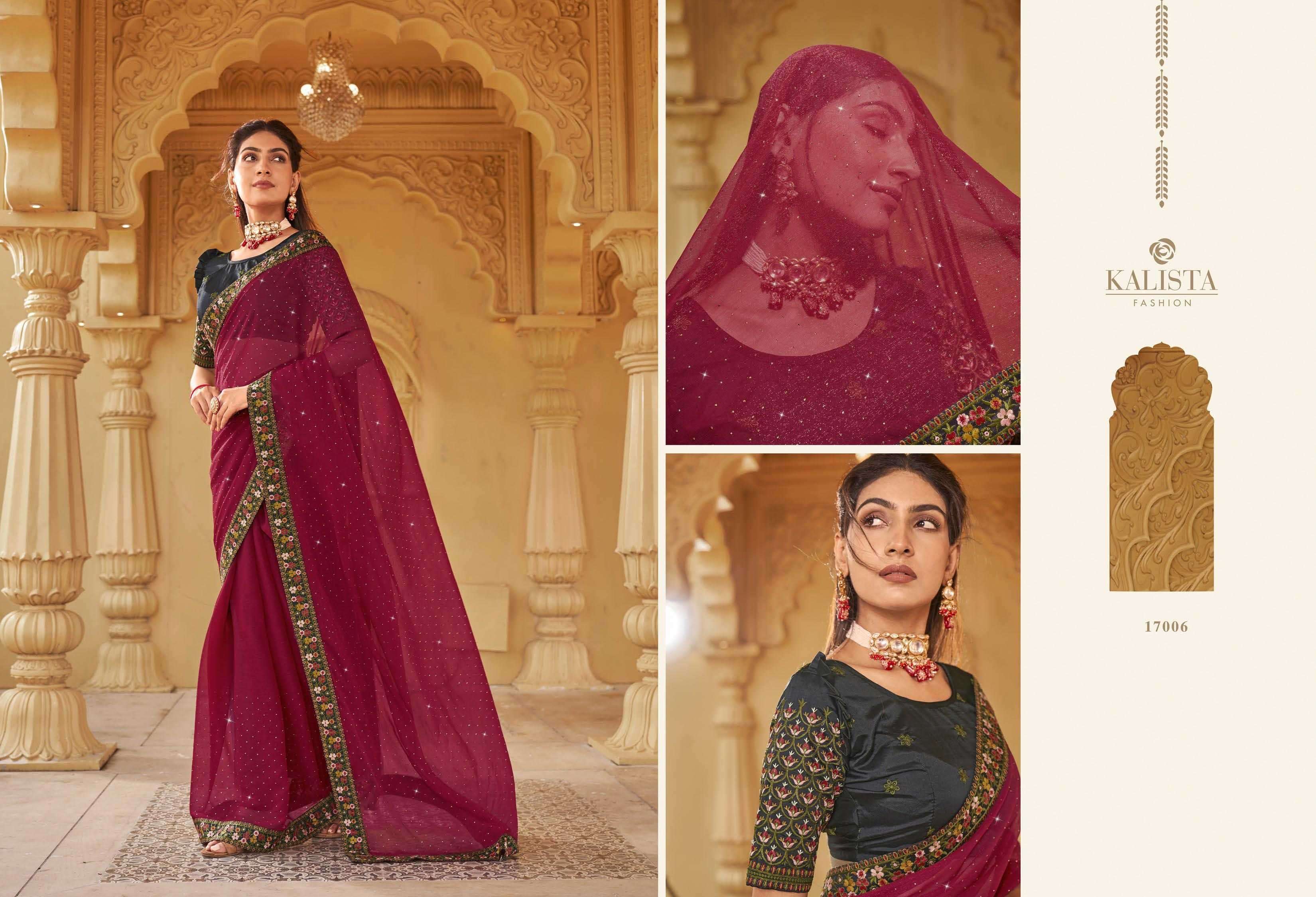 kalista fashion jashn series 17001-17006 shimmer saree