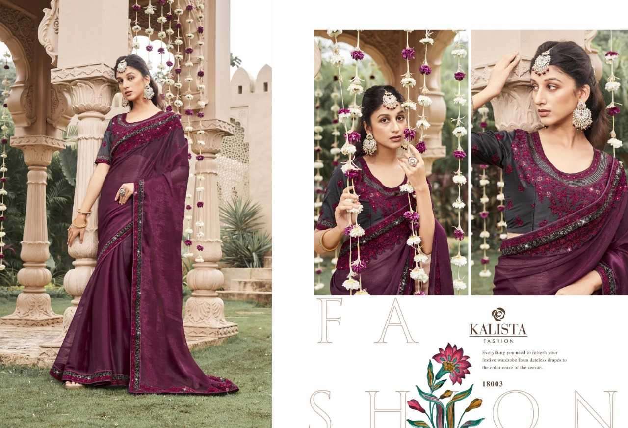 kalista fashion roop series 18001-18006 fancy work saree