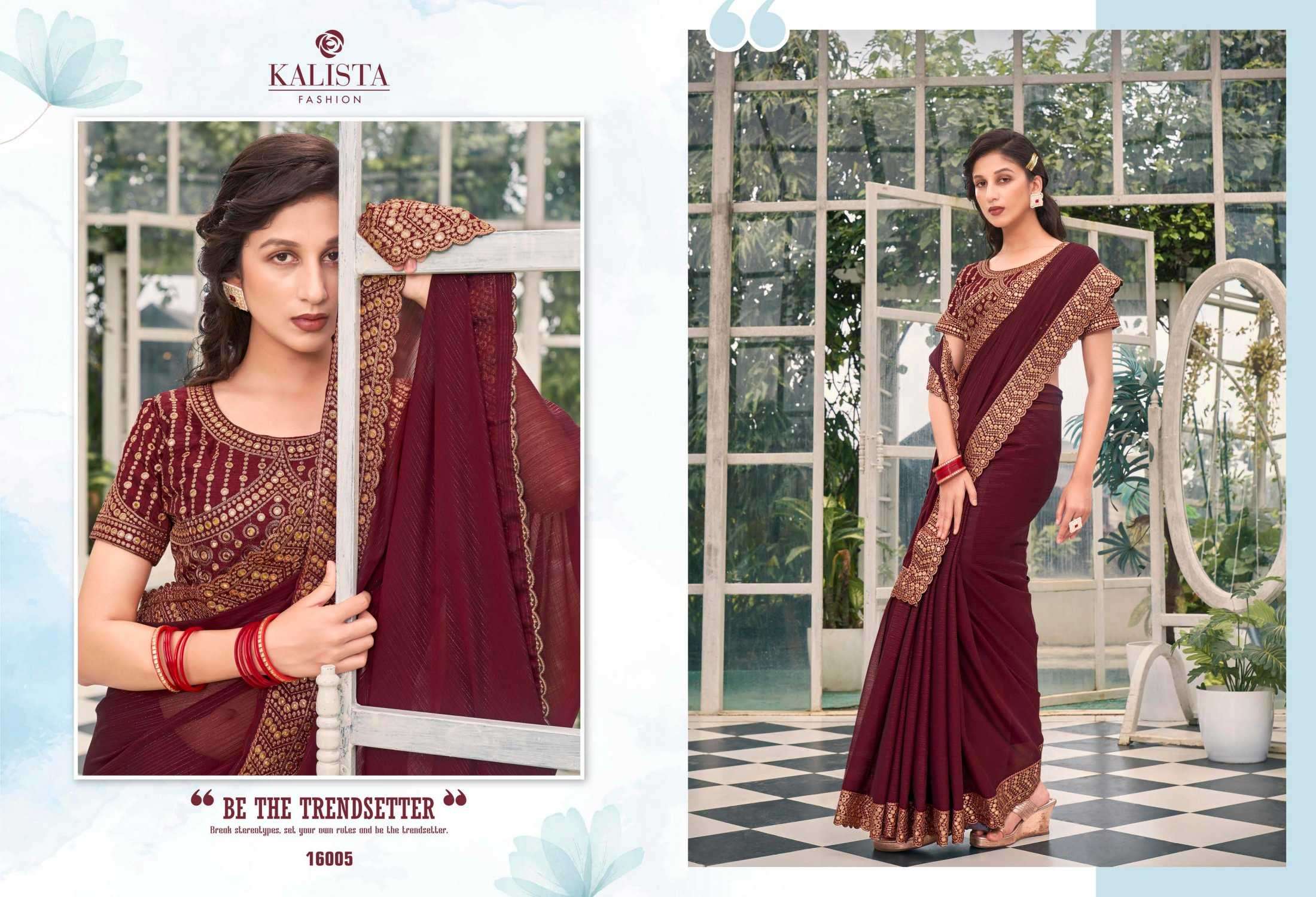 kalista fashion super star gold edition series 16001-16006 shimmer saree