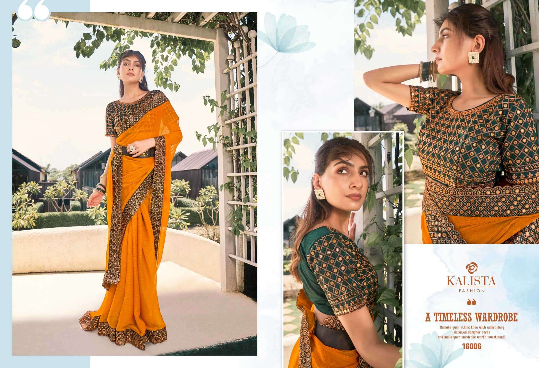 kalista fashion super star gold edition series 16001-16006 shimmer saree