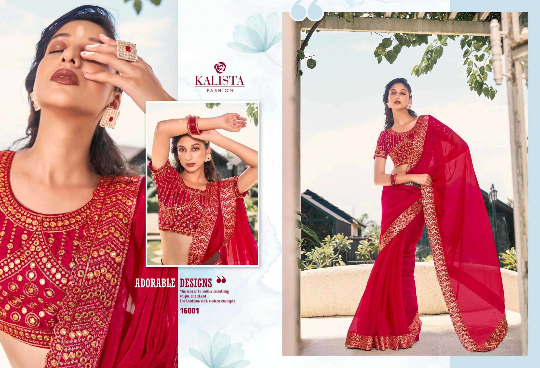 kalista fashion super star gold edition series 16001-16006 shimmer saree
