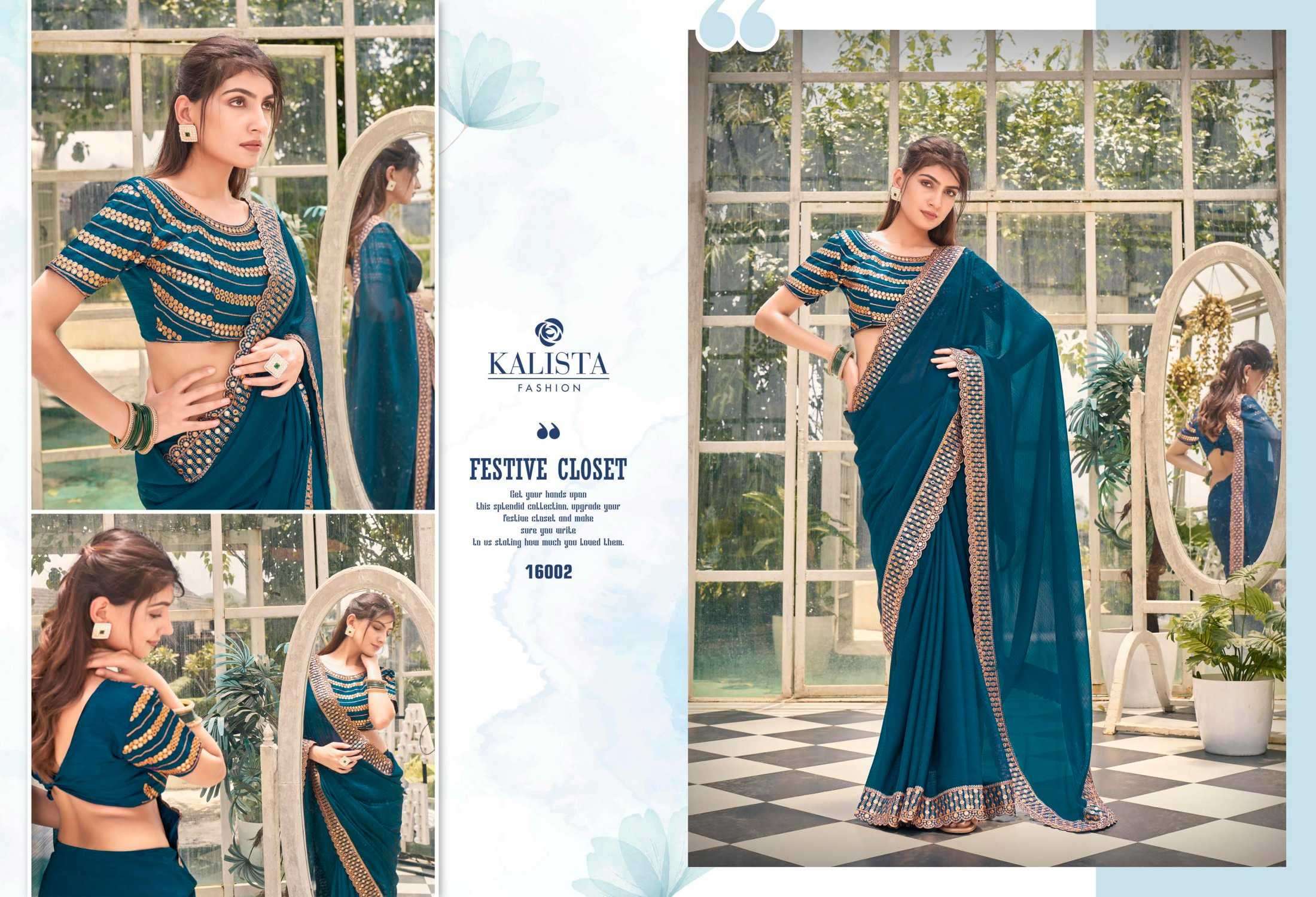 kalista fashion super star gold edition series 16001-16006 shimmer saree