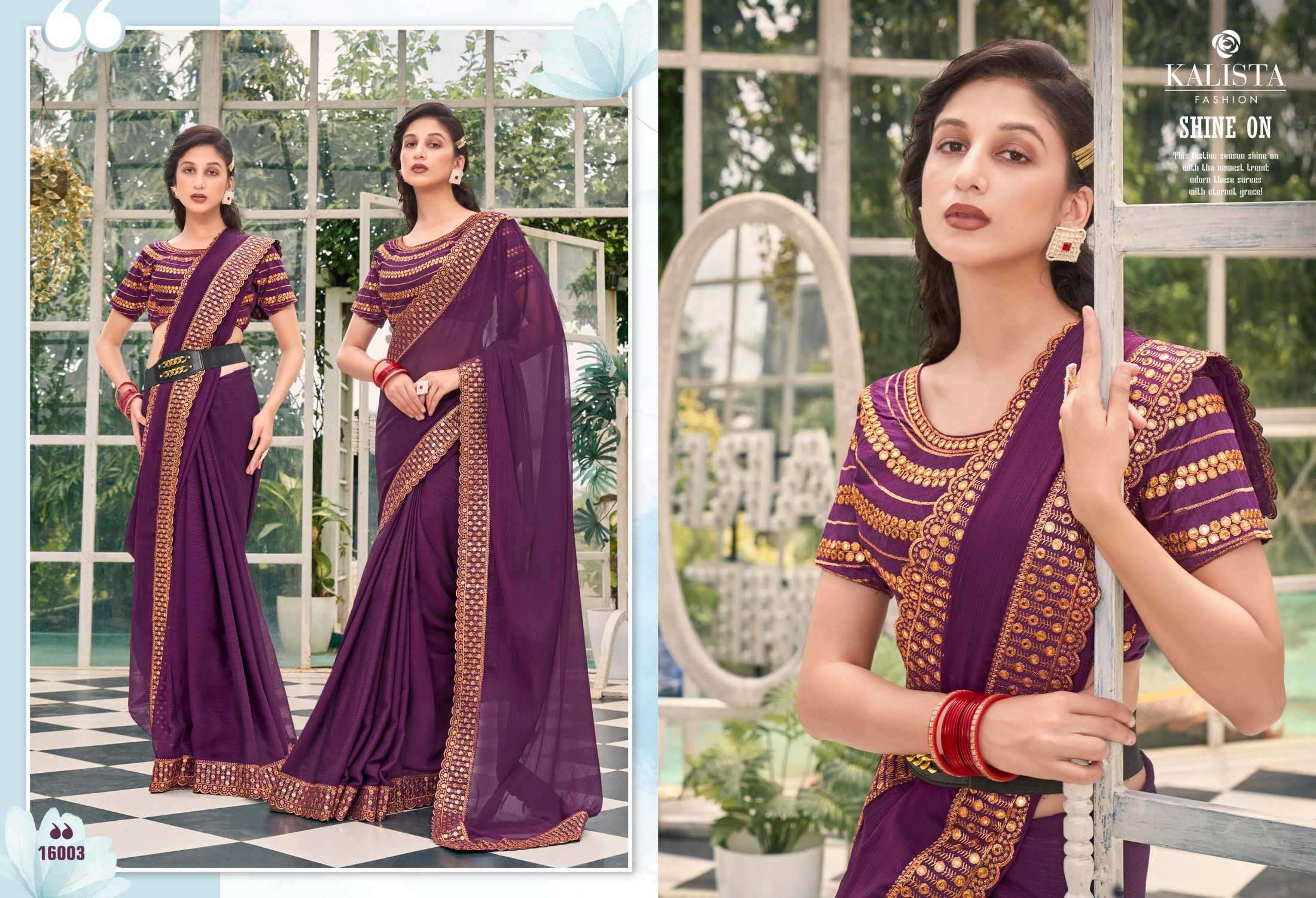 kalista fashion super star gold edition series 16001-16006 shimmer saree