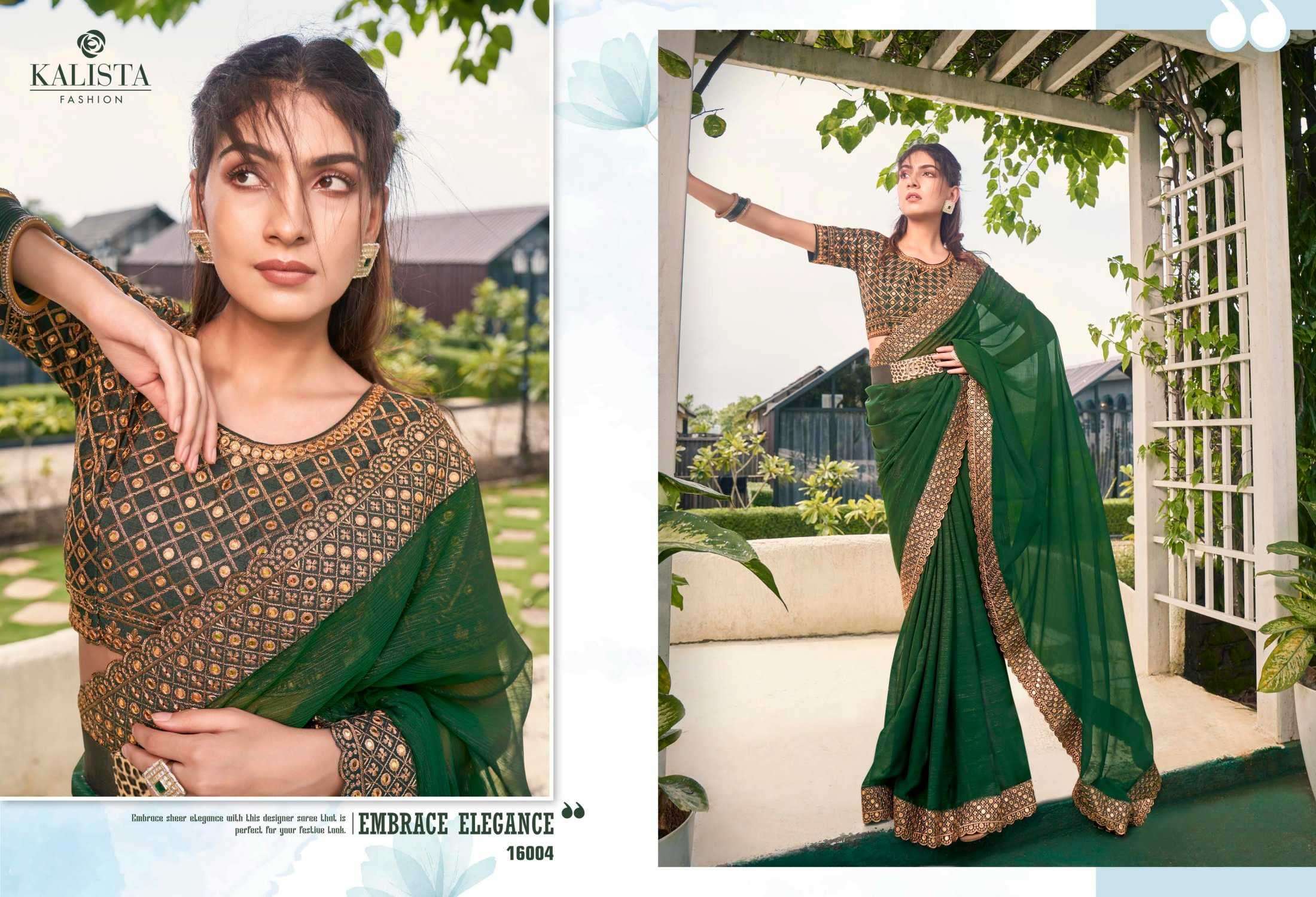 kalista fashion super star gold edition series 16001-16006 shimmer saree