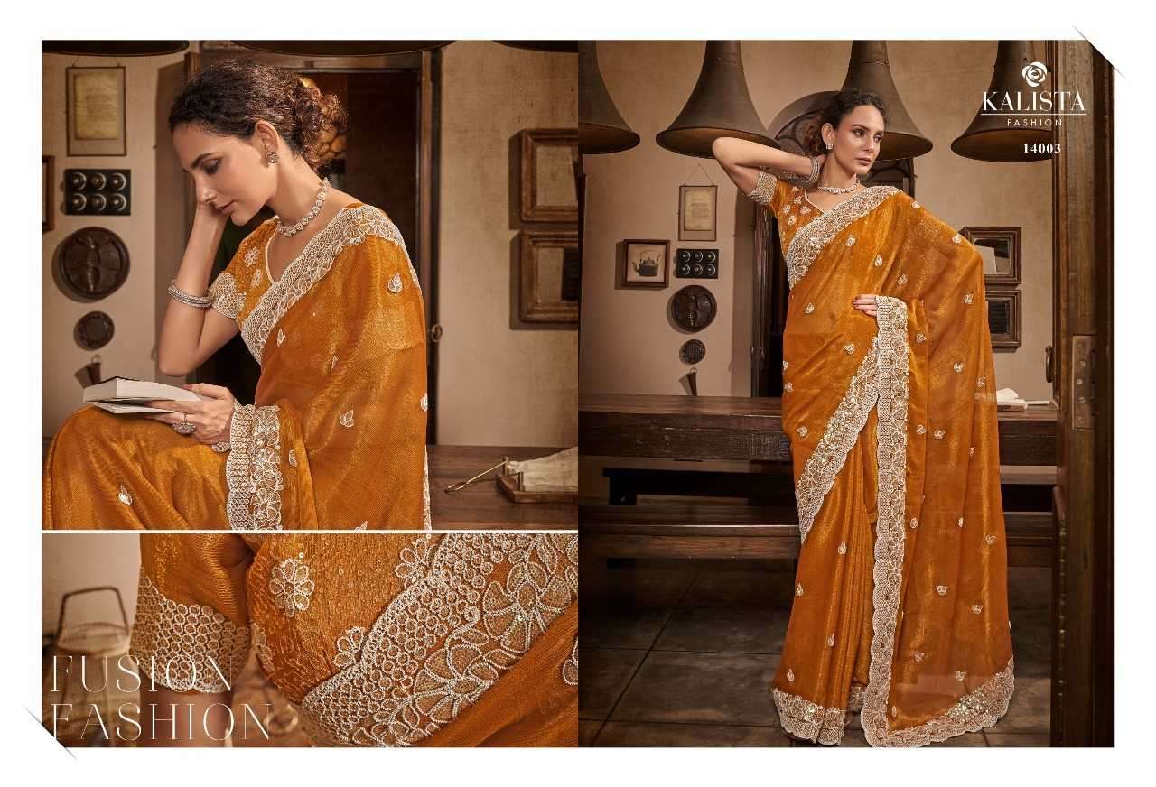 kalista fashions mayra series 14001-14006 blooming chiffon saree