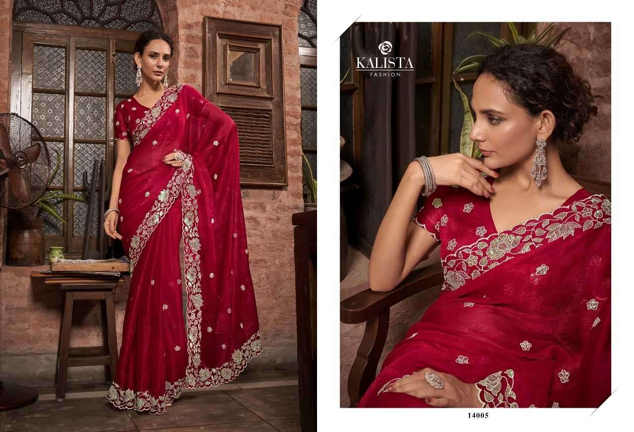 kalista fashions mayra series 14001-14006 blooming chiffon saree