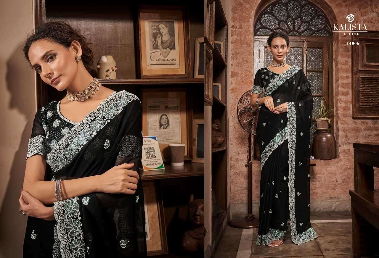 kalista fashions mayra series 14001-14006 blooming chiffon saree