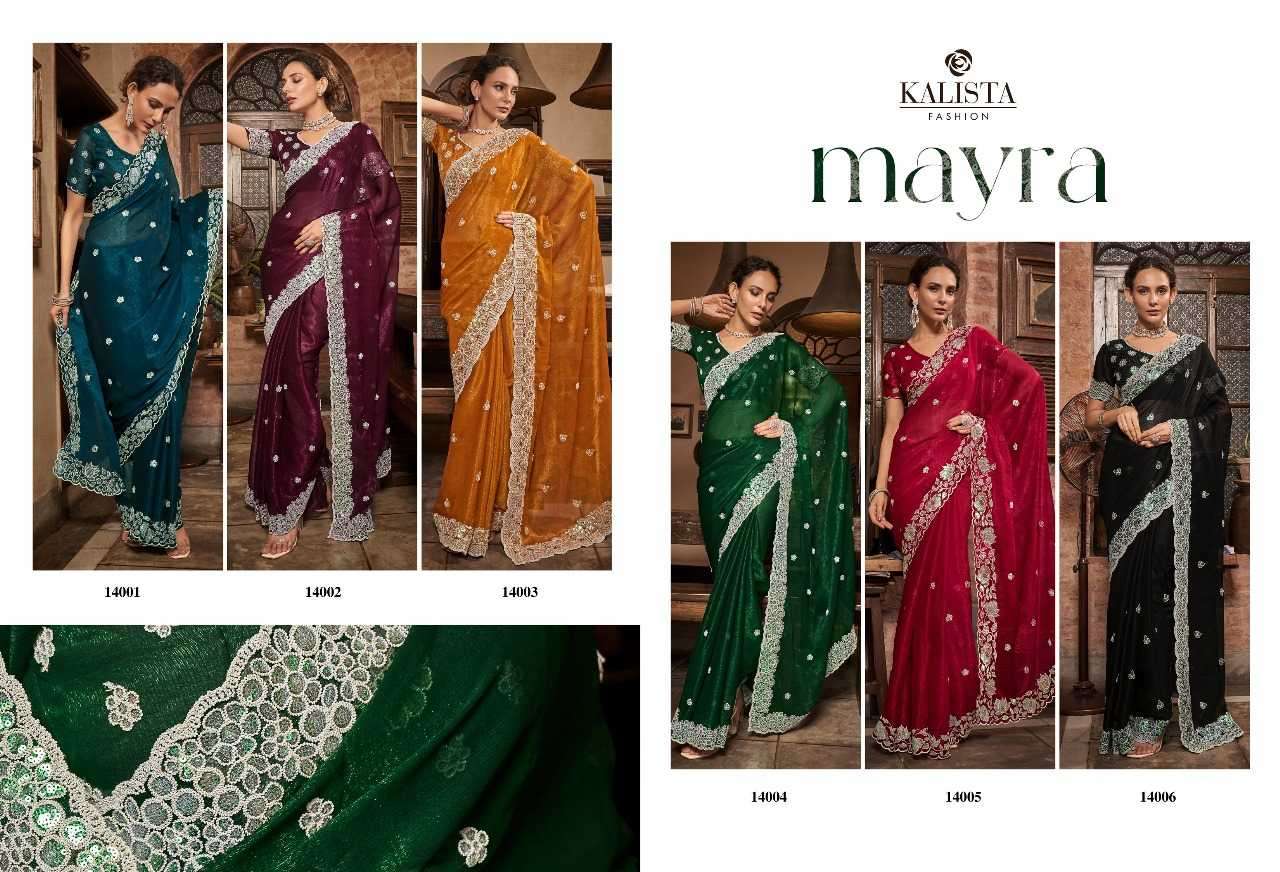kalista fashions mayra series 14001-14006 blooming chiffon saree