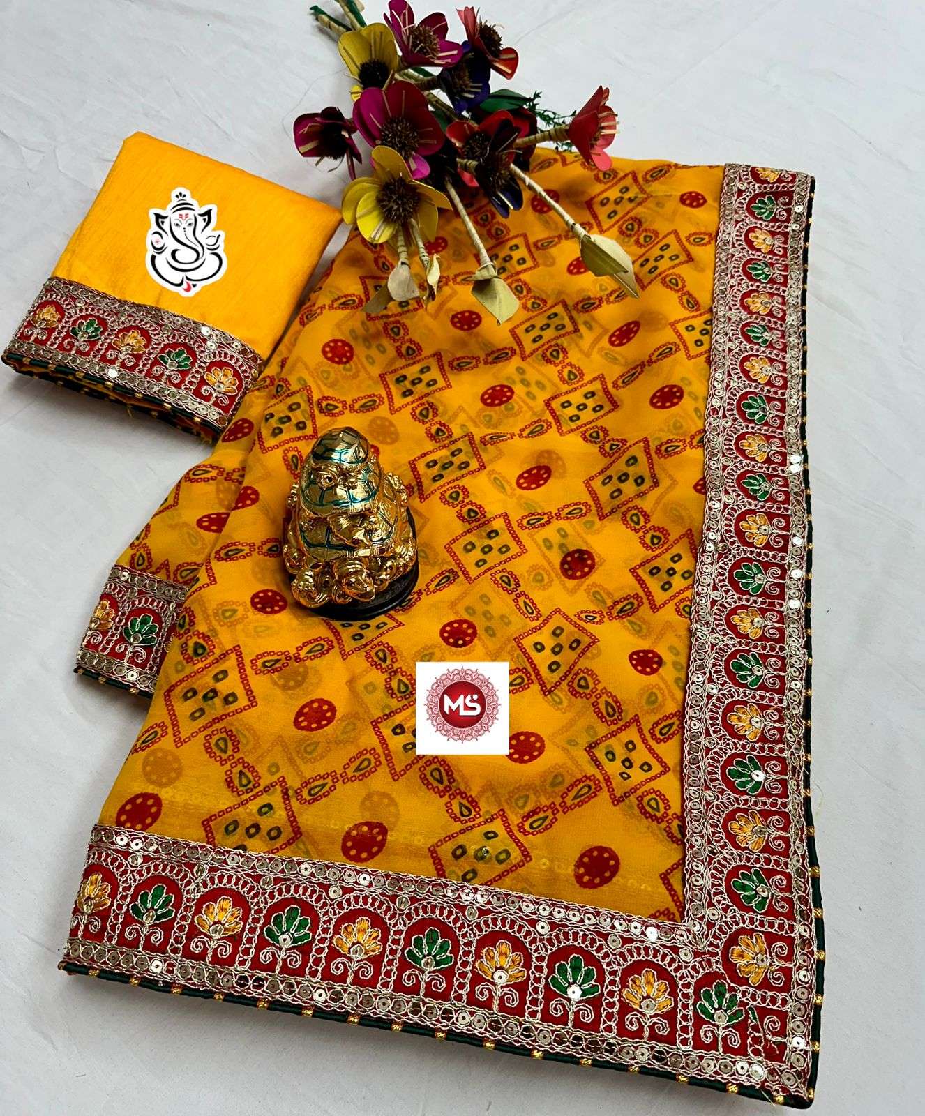 ms brand designer georgette sarees