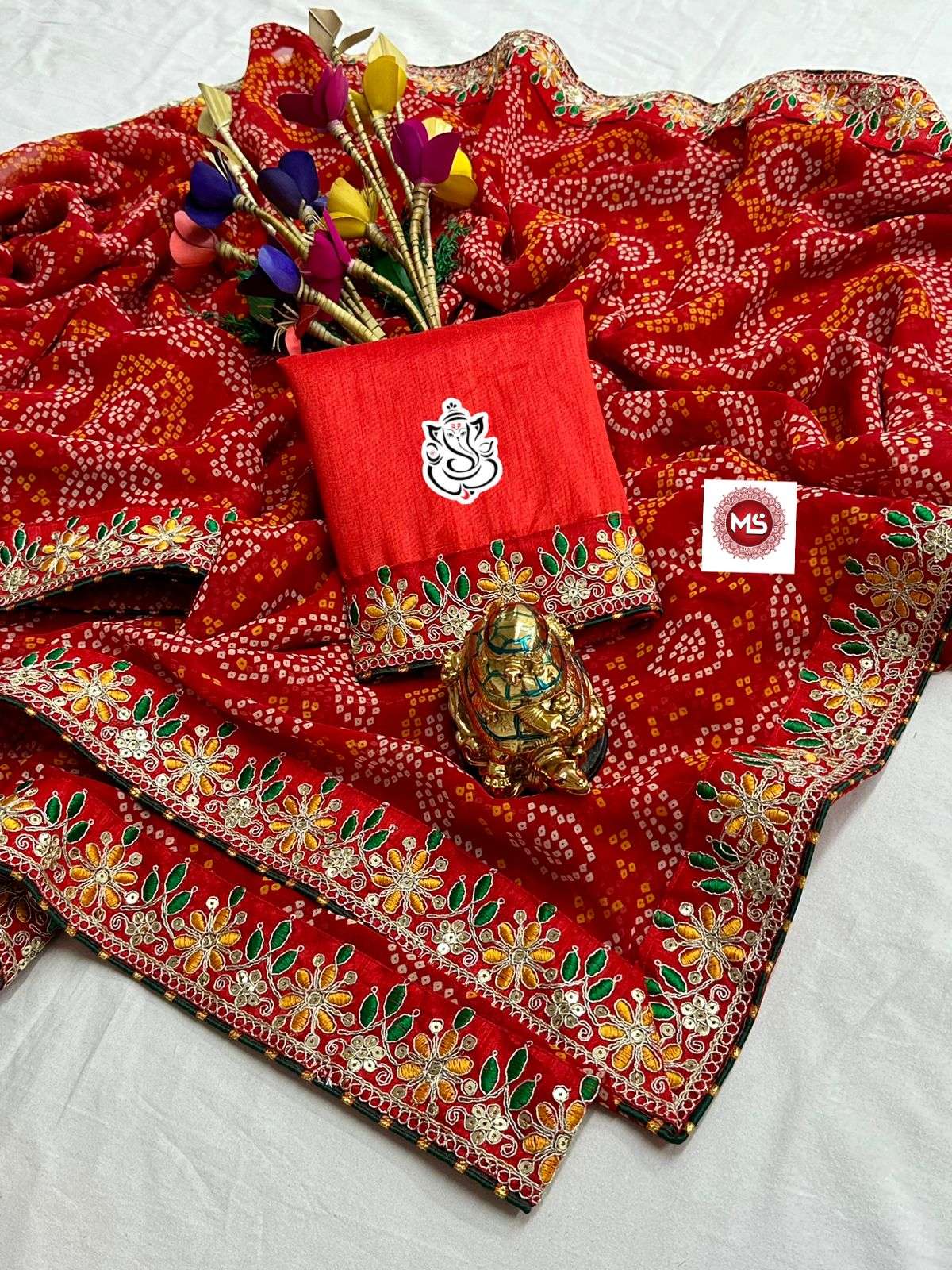 ms brand designer georgette sarees