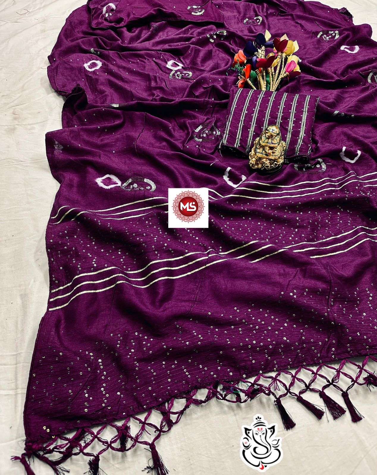 ms brand Seqins PATTA SAREE WITH WORK 