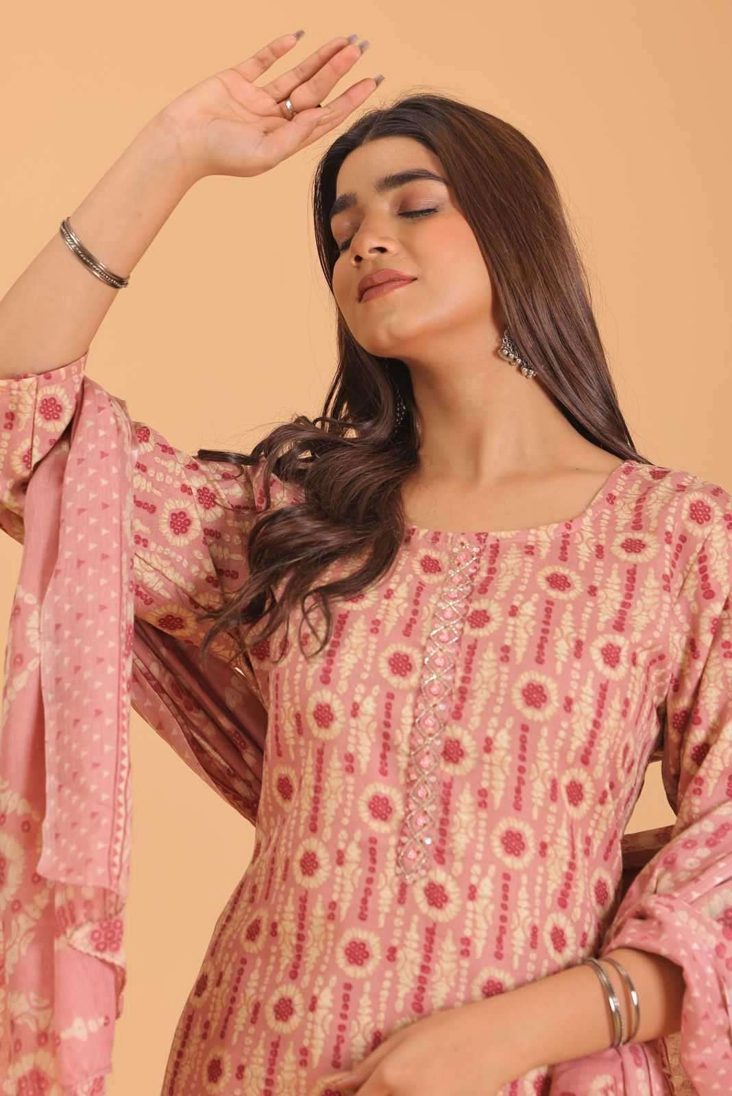 pr heritage slub handwork 3pcs Two tone readymade suit 