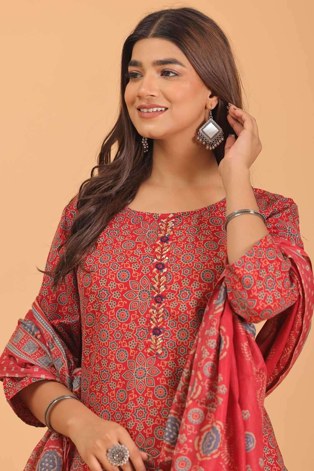 pr heritage slub handwork 3pcs Two tone readymade suit 