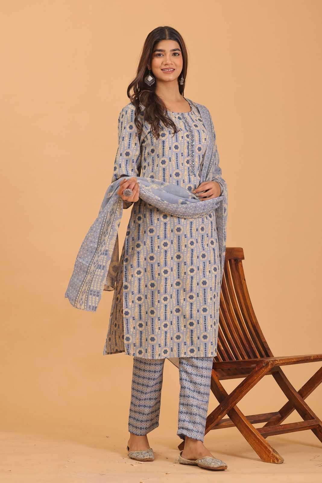 pr heritage slub handwork 3pcs Two tone readymade suit 
