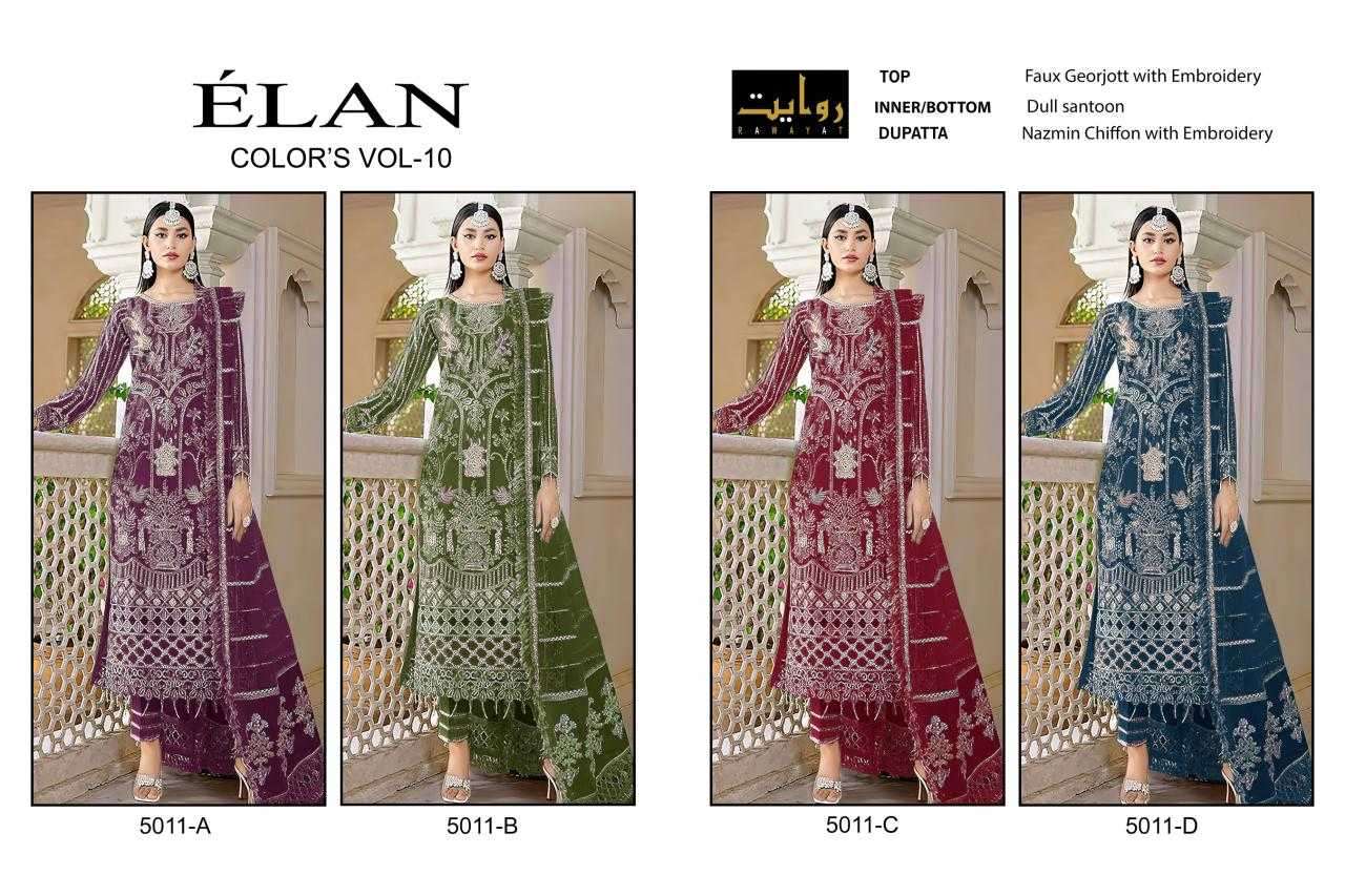 rawayat elan colors vol 10 series 5011 faux georgette suit 