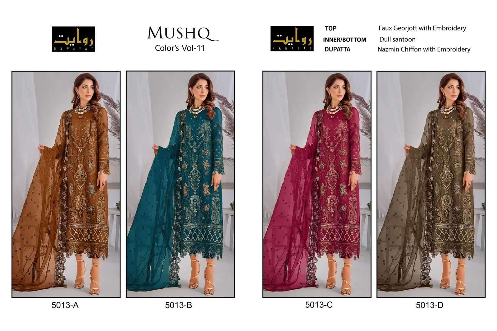 rawayat mushq colors vol 11 series 5013 faux georgette suit 