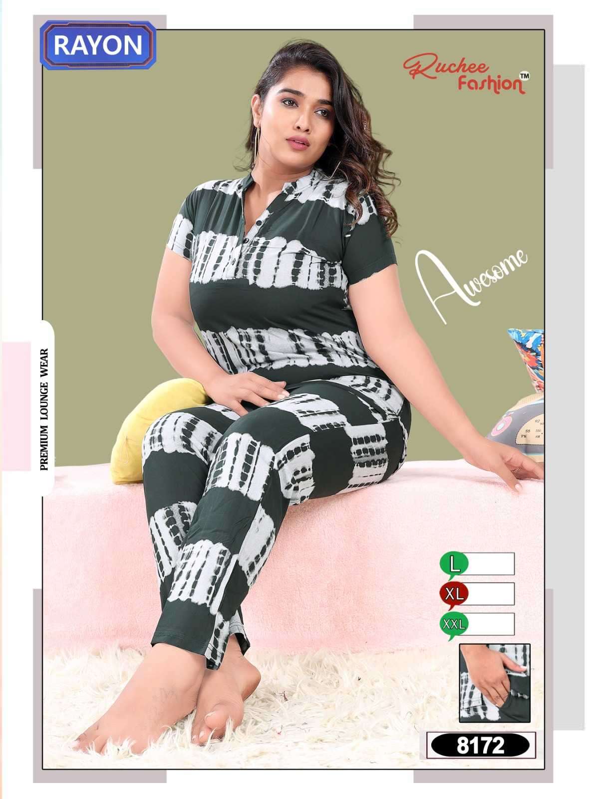 ruchee fashion rayon cord readymade night suit combo set