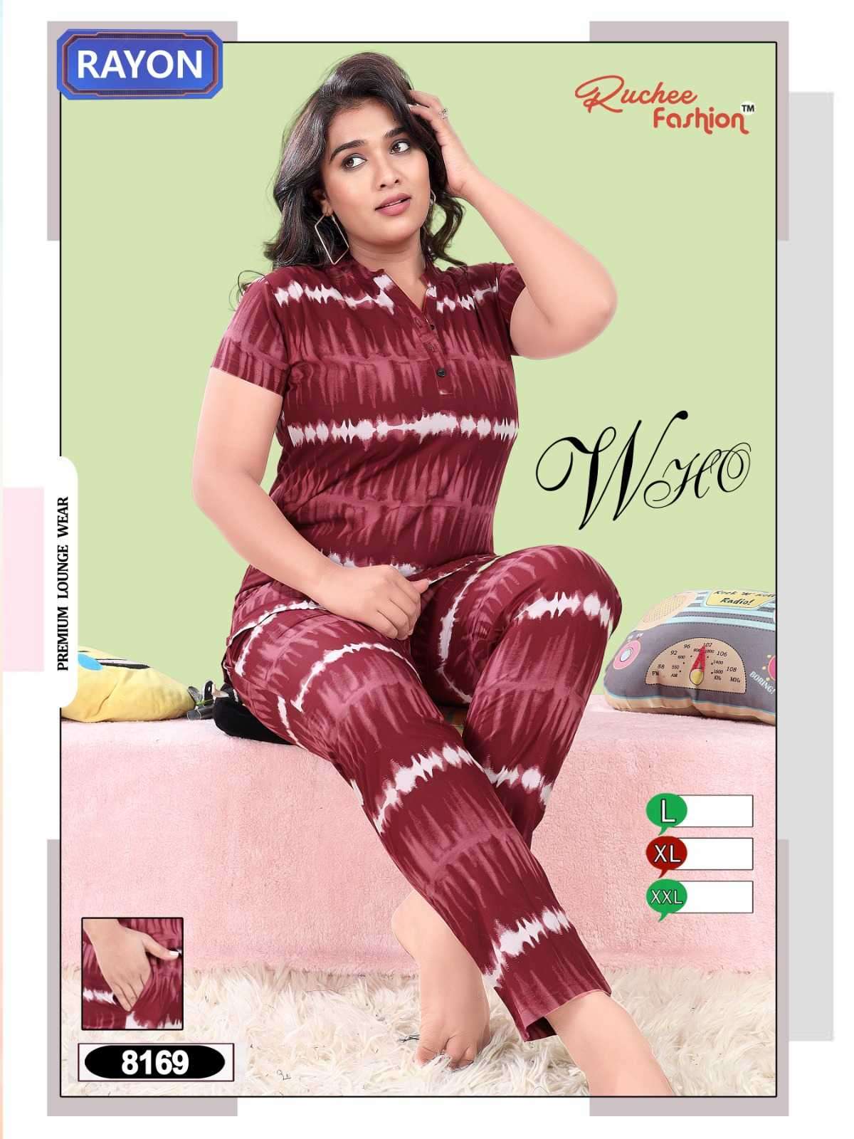 ruchee fashion rayon cord readymade night suit combo set