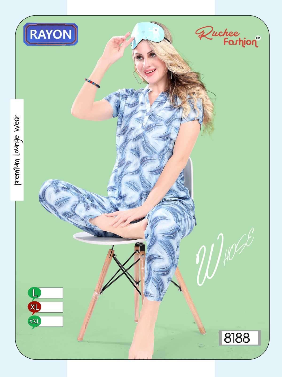 ruchee fashion rayon cord readymade night suit combo set