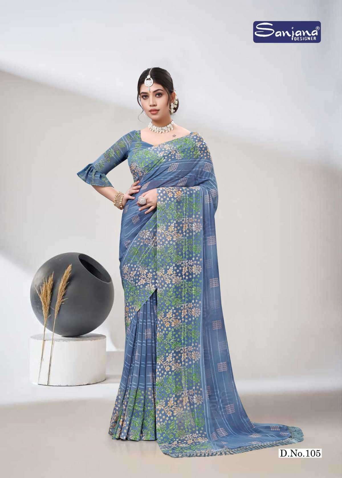 sanjana designer usha series 101-106 weightless saree