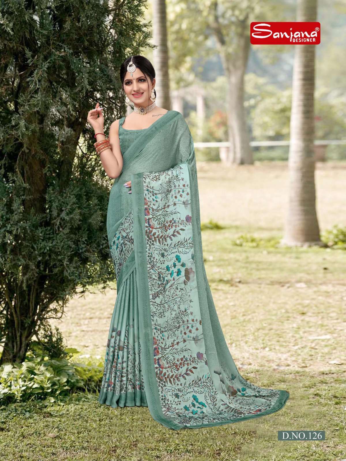 sanjana designer violet vol 5 series 125-130 satin georgette saree