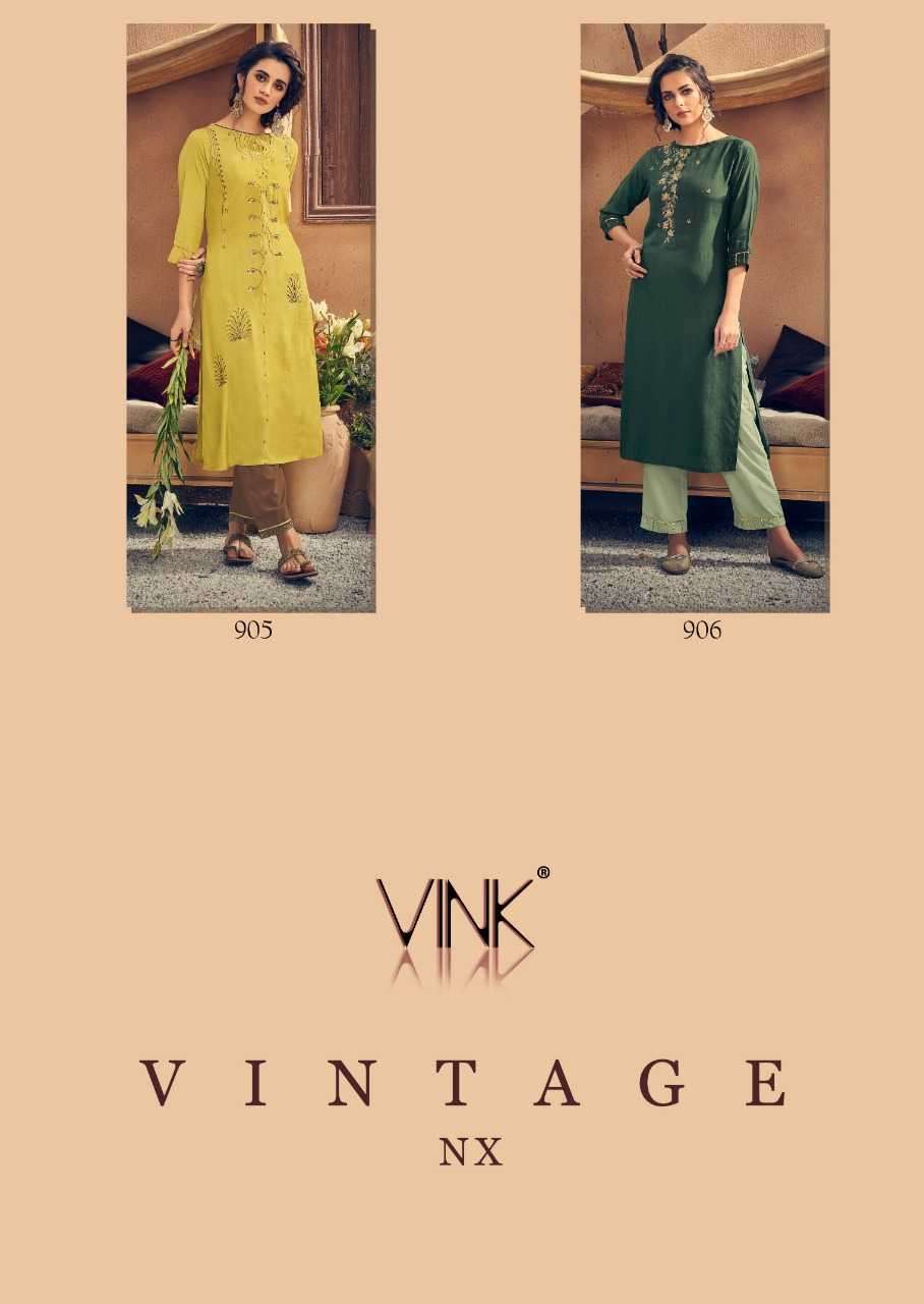 vink vintage nx series 901-906 pure viscose kurti plazzo