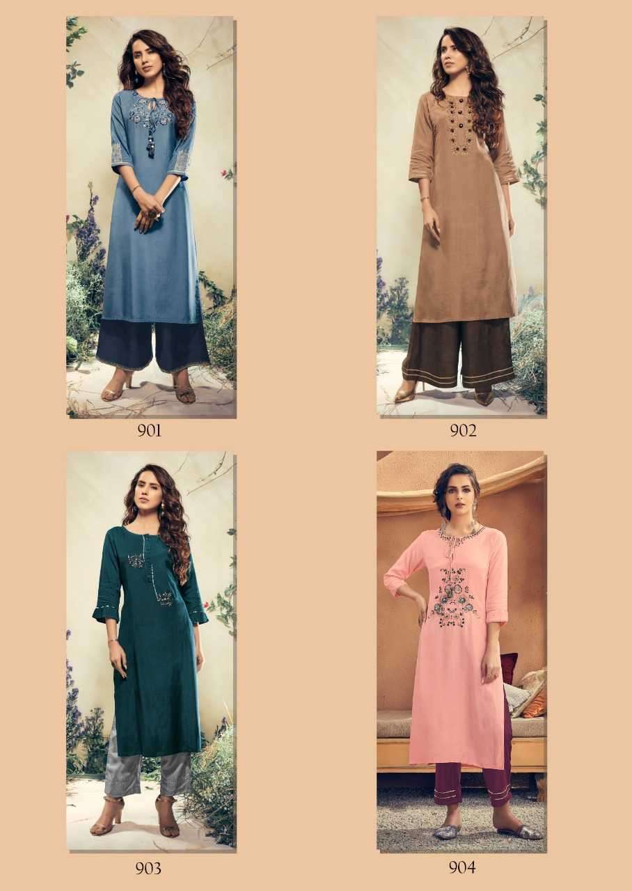 vink vintage nx series 901-906 pure viscose kurti plazzo